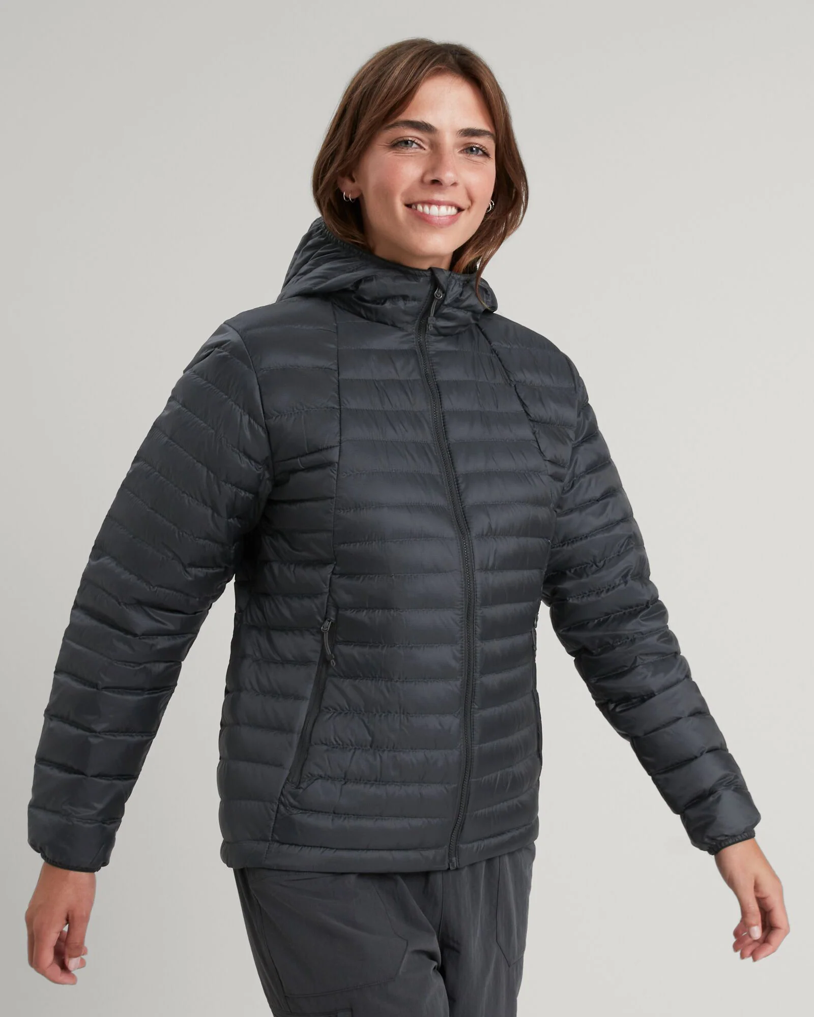 Women's Heli R Hooded Down Jacket - Black Stingray