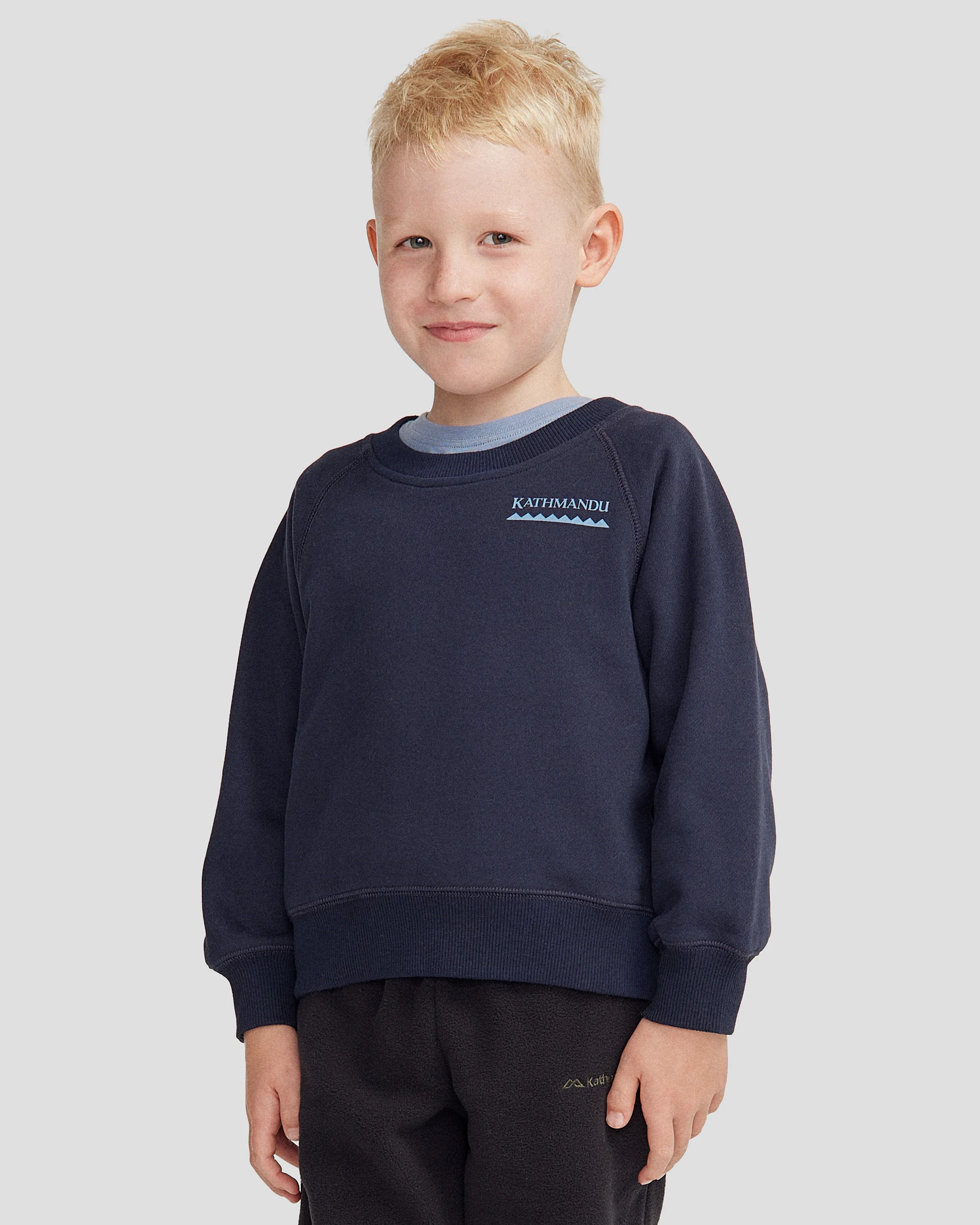 Kids' Heritage Logo Brushed Crew - Pure Navy