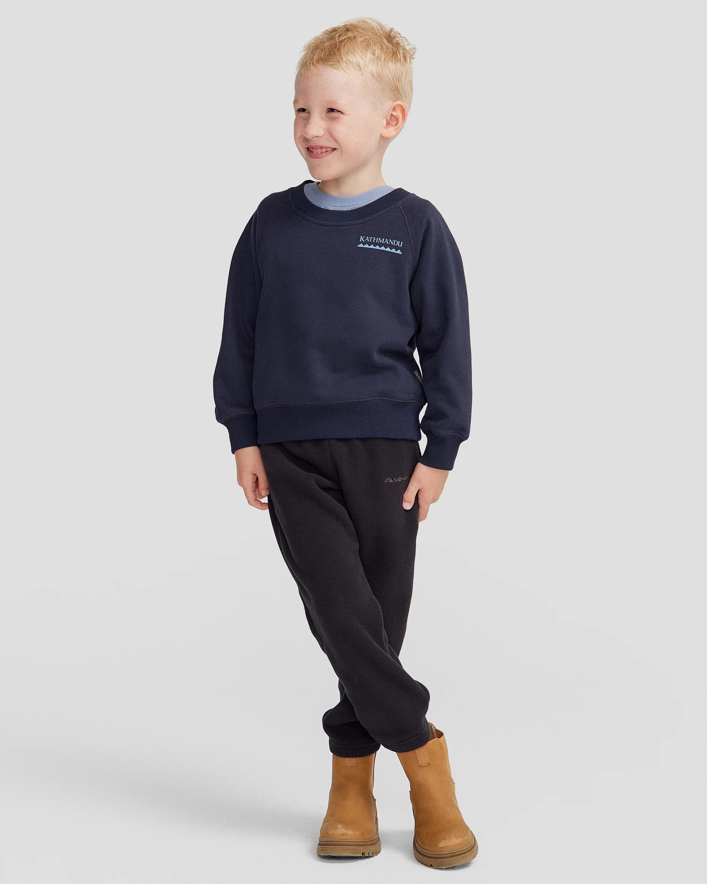 Kids' Heritage Logo Brushed Crew - Pure Navy - Image 8