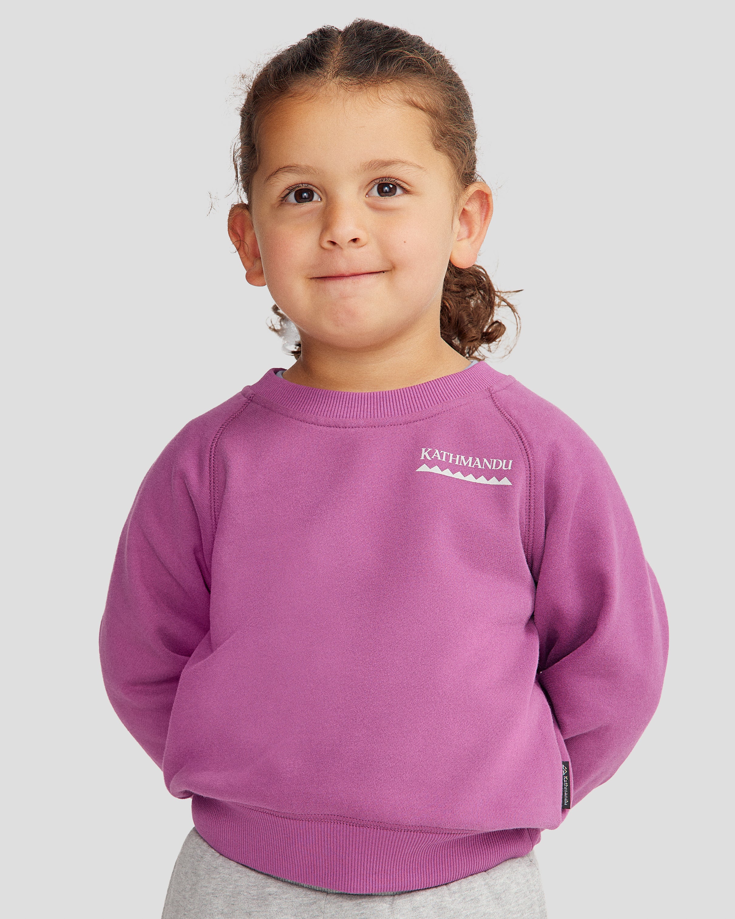 Kids' Heritage Logo Brushed Crew - Washed Berry