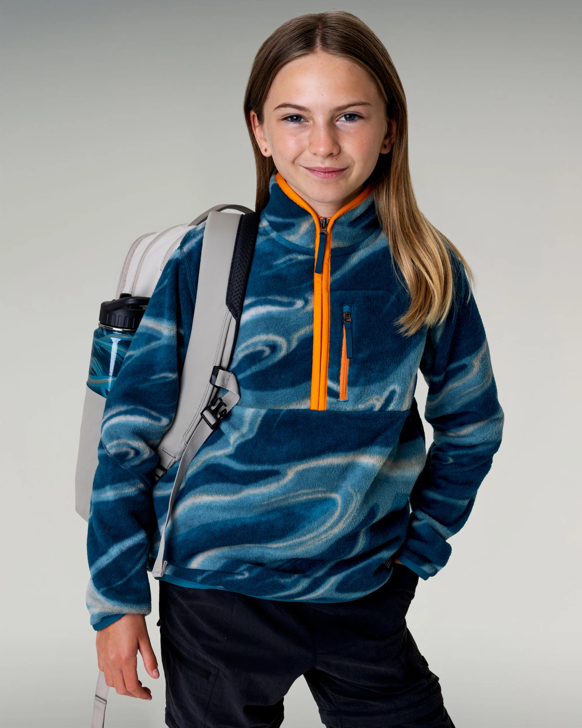 Kids Trailhead Fleece 1/4 Zip Pullover - Lagoon/Braided River