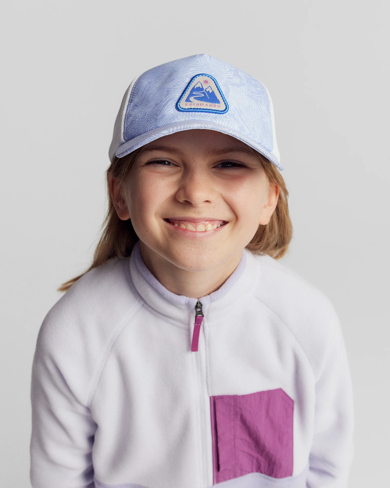 Kids’ Trucker Cap - Lilac Nature Lines Print