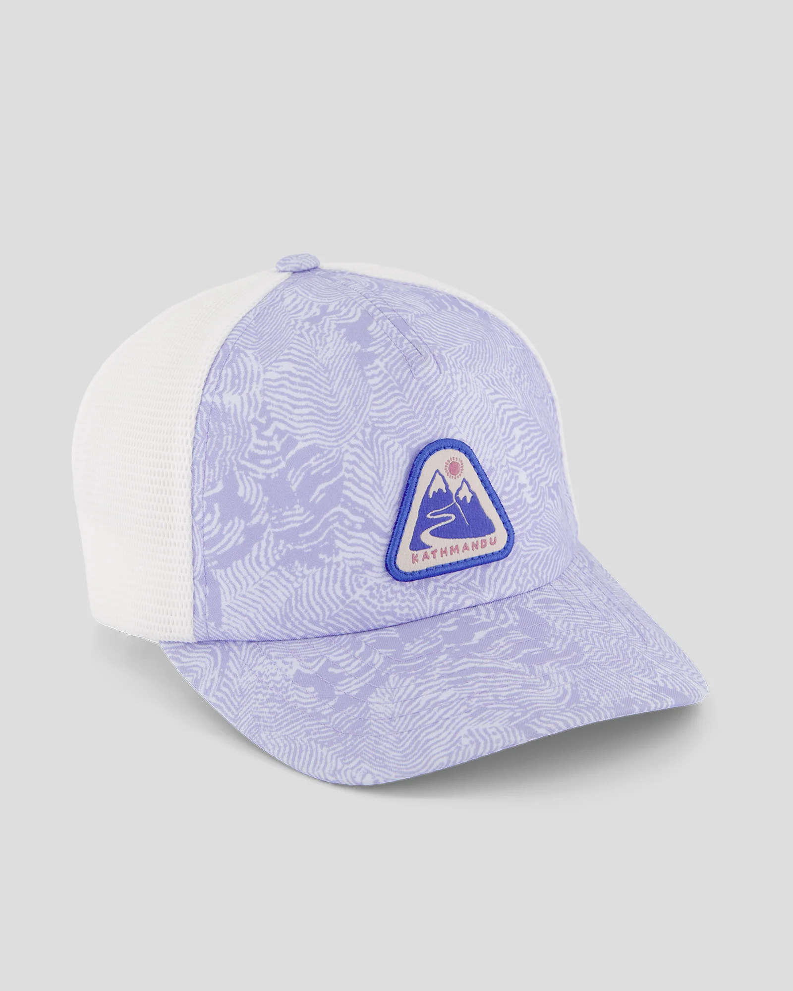 Kids’ Trucker Cap - Lilac Nature Lines Print - Image 2