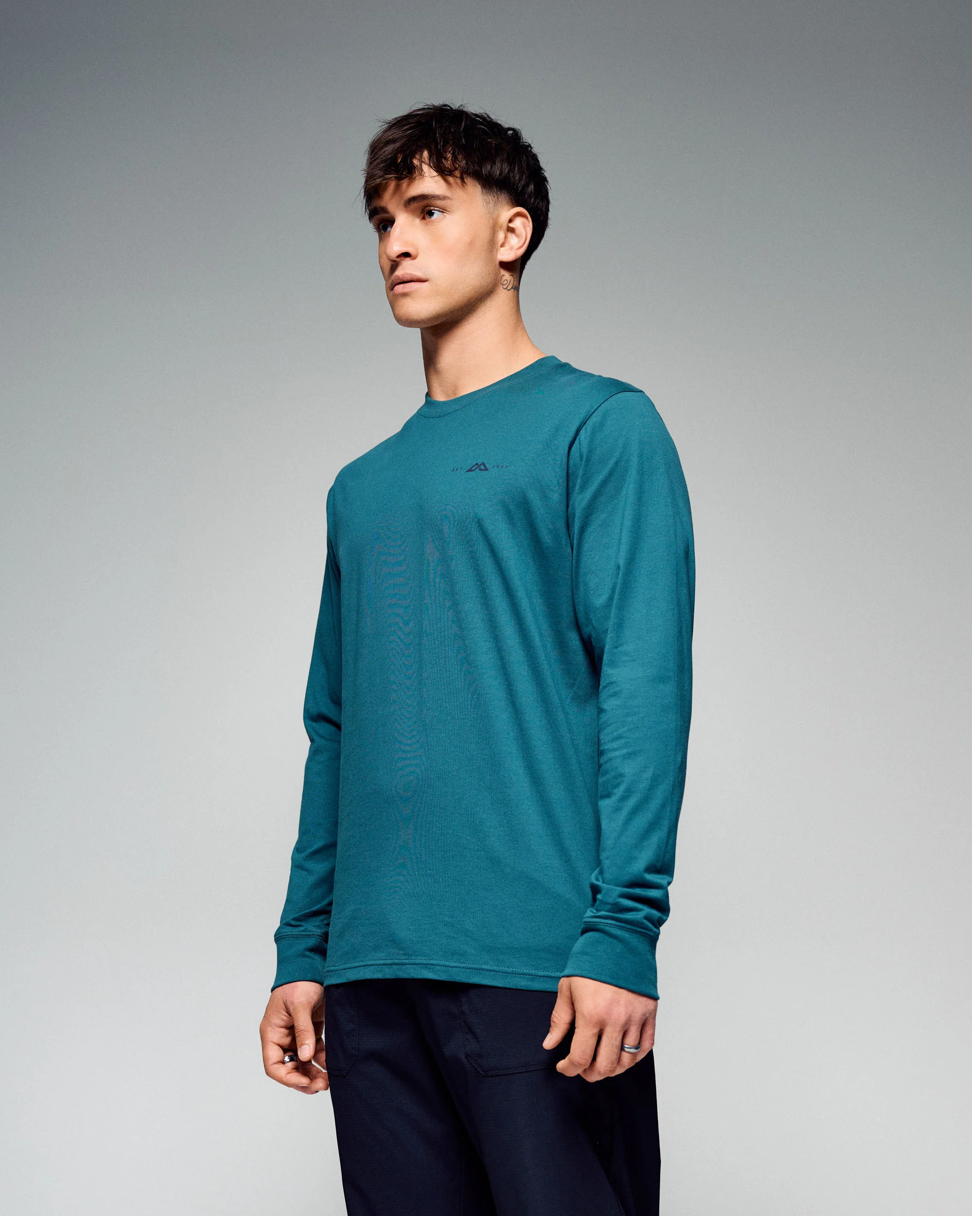 Men's 1987 Organic Cotton Long Sleeve Tee - Ocean - Image 3