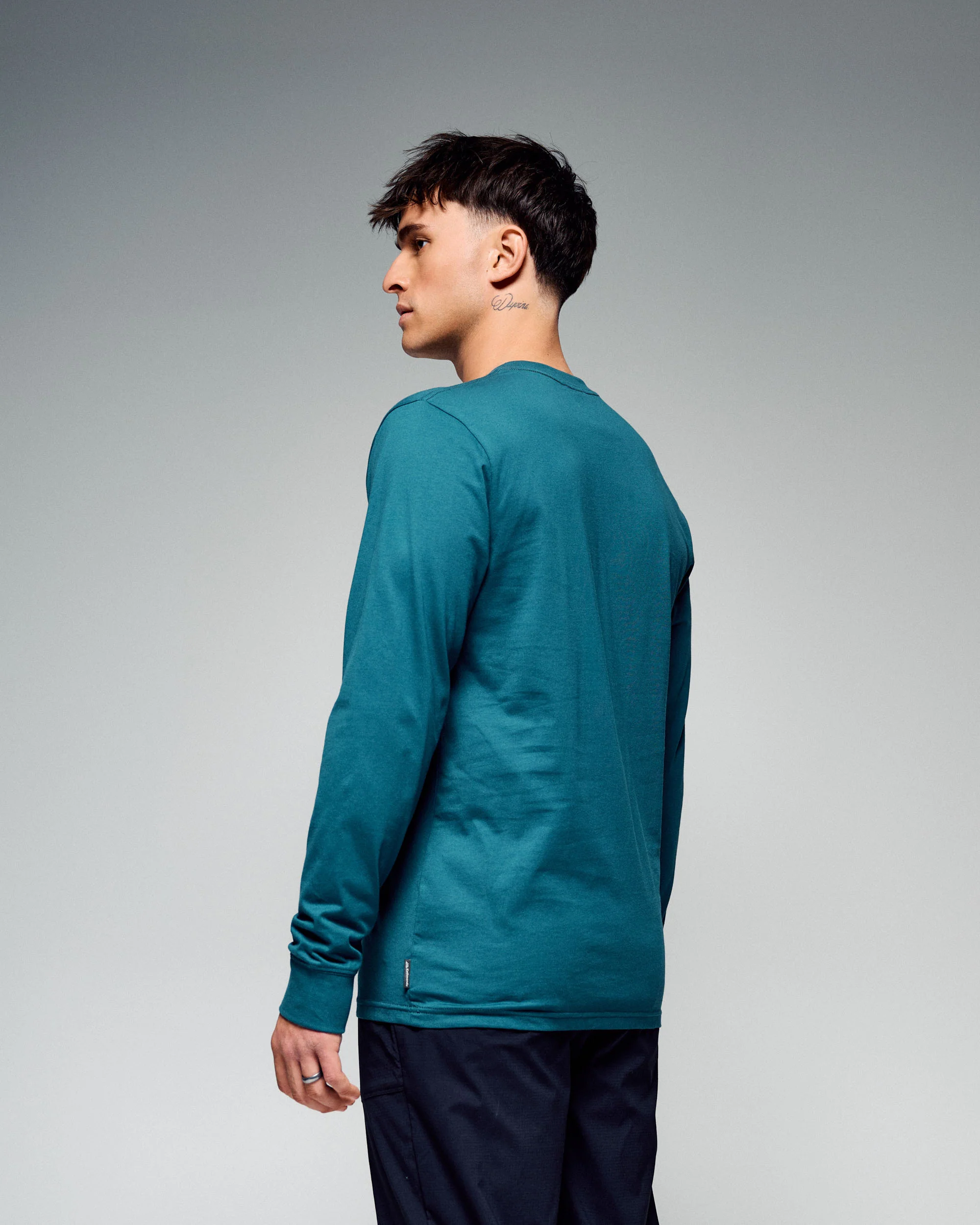 Men's 1987 Organic Cotton Long Sleeve Tee - Ocean - Image 4