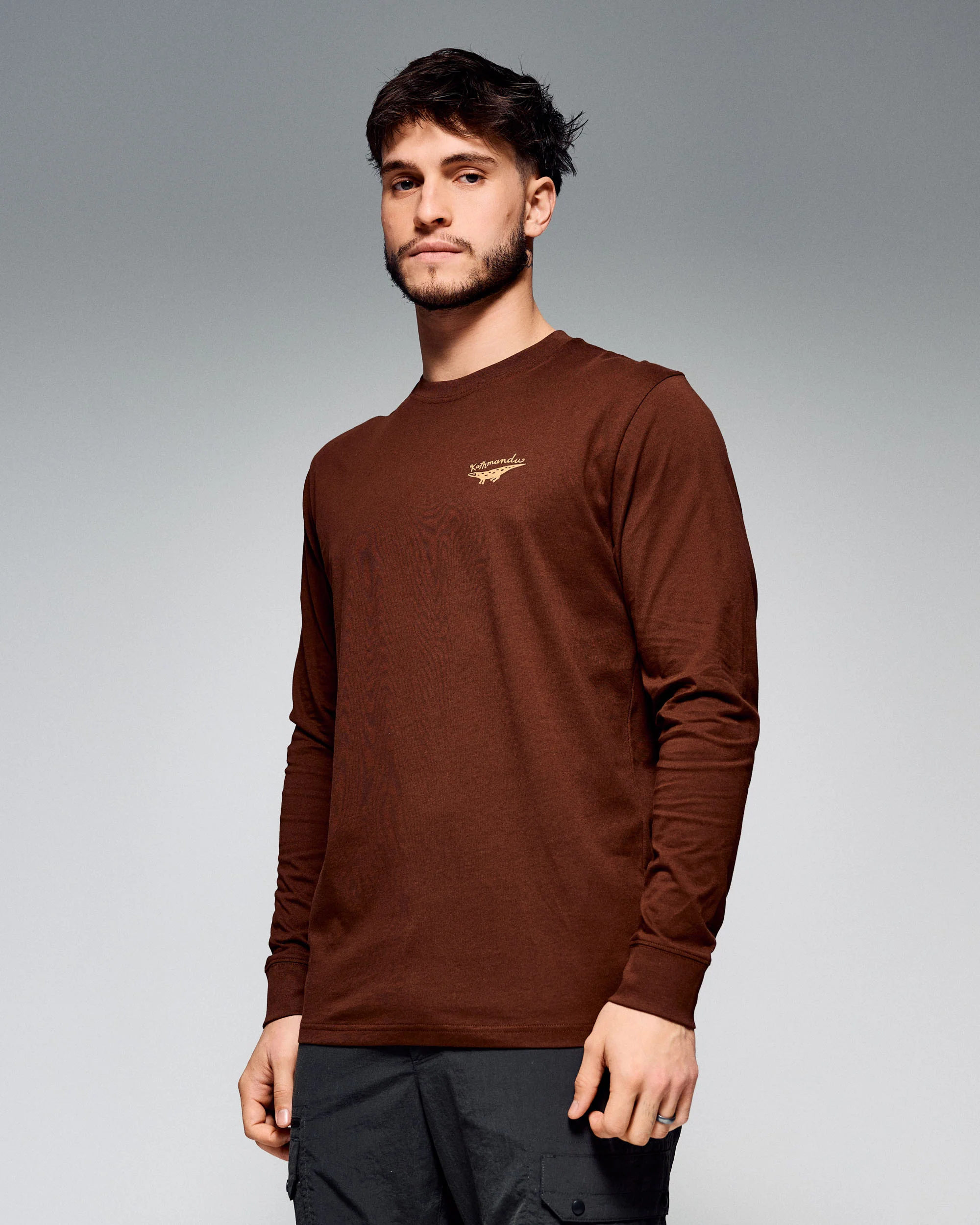Men's Lizard Organic Cotton Long Sleeve Tee - Cocoa - Image 2