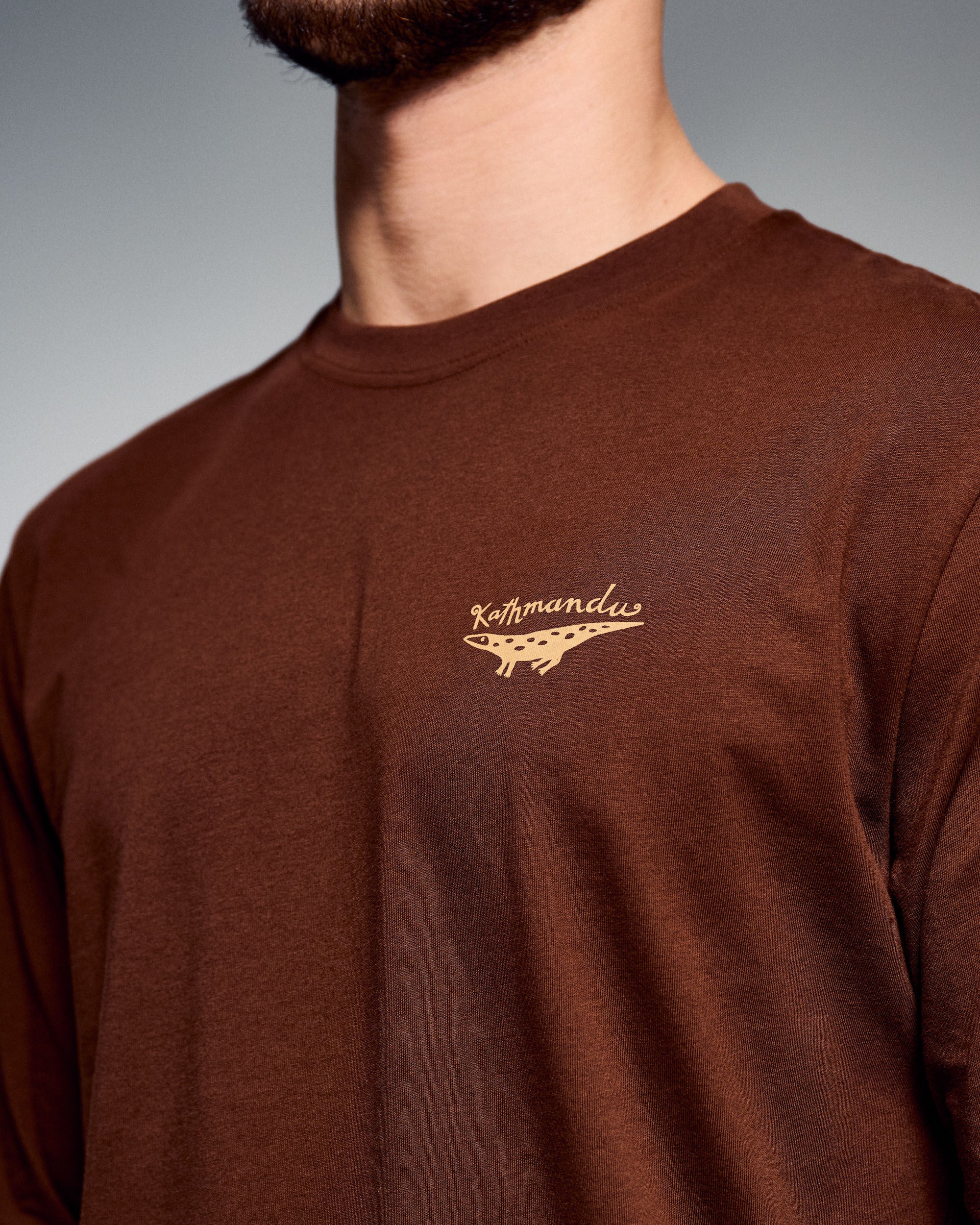 Men's Lizard Organic Cotton Long Sleeve Tee - Cocoa - Image 3