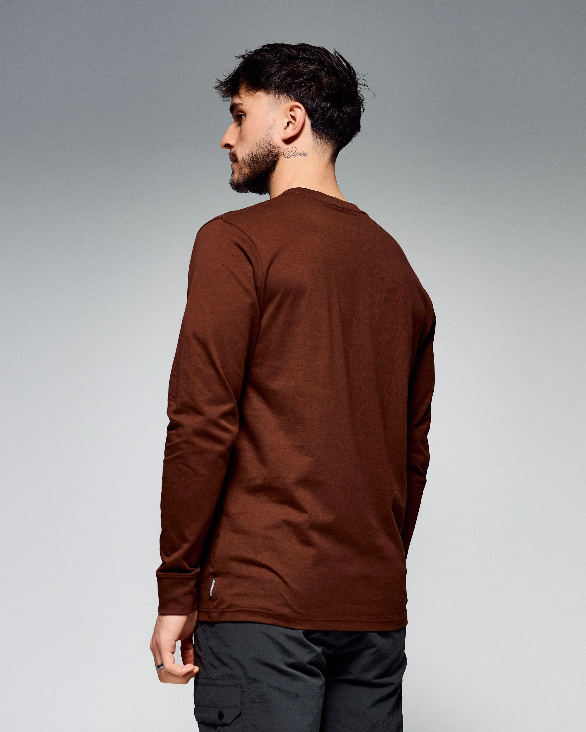 Men's Lizard Organic Cotton Long Sleeve Tee - Cocoa - Image 4
