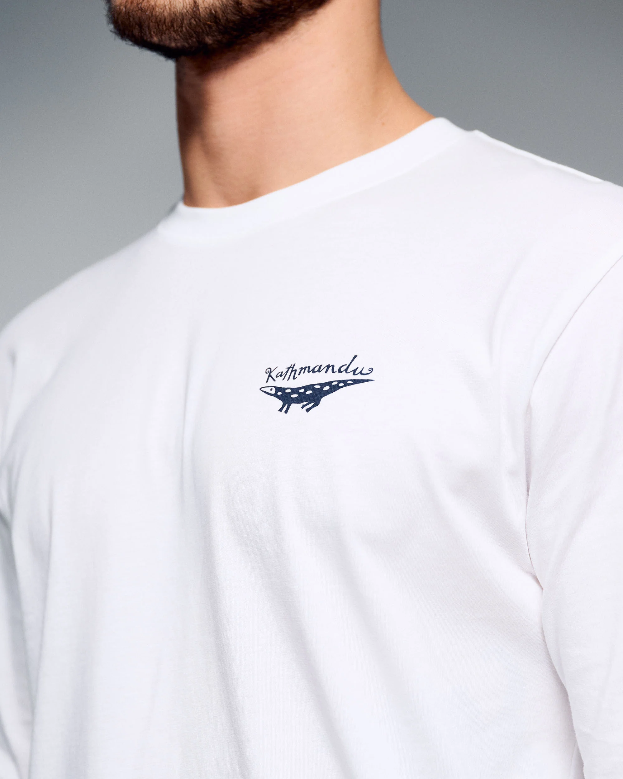 Men's Lizard Organic Cotton Long Sleeve Tee - White - Image 3