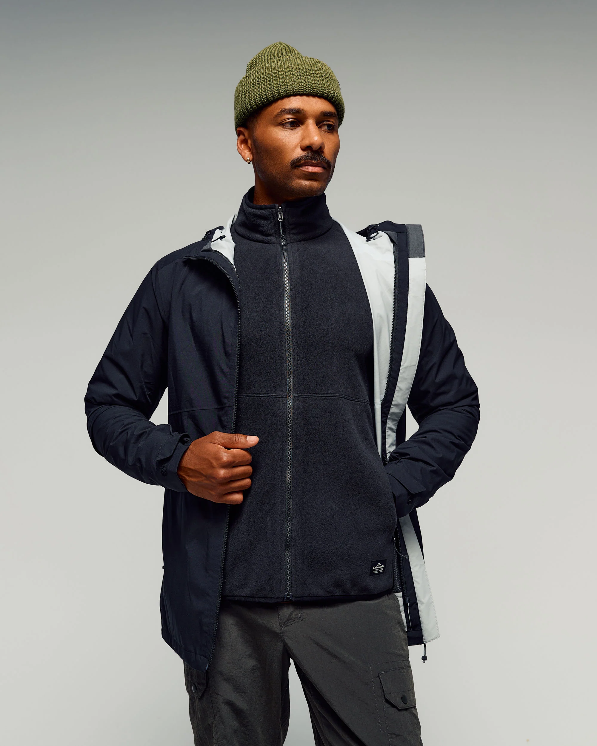 Men's Trailhead 3in1 Rain Hooded Jacket - Black Stingray - Image 3