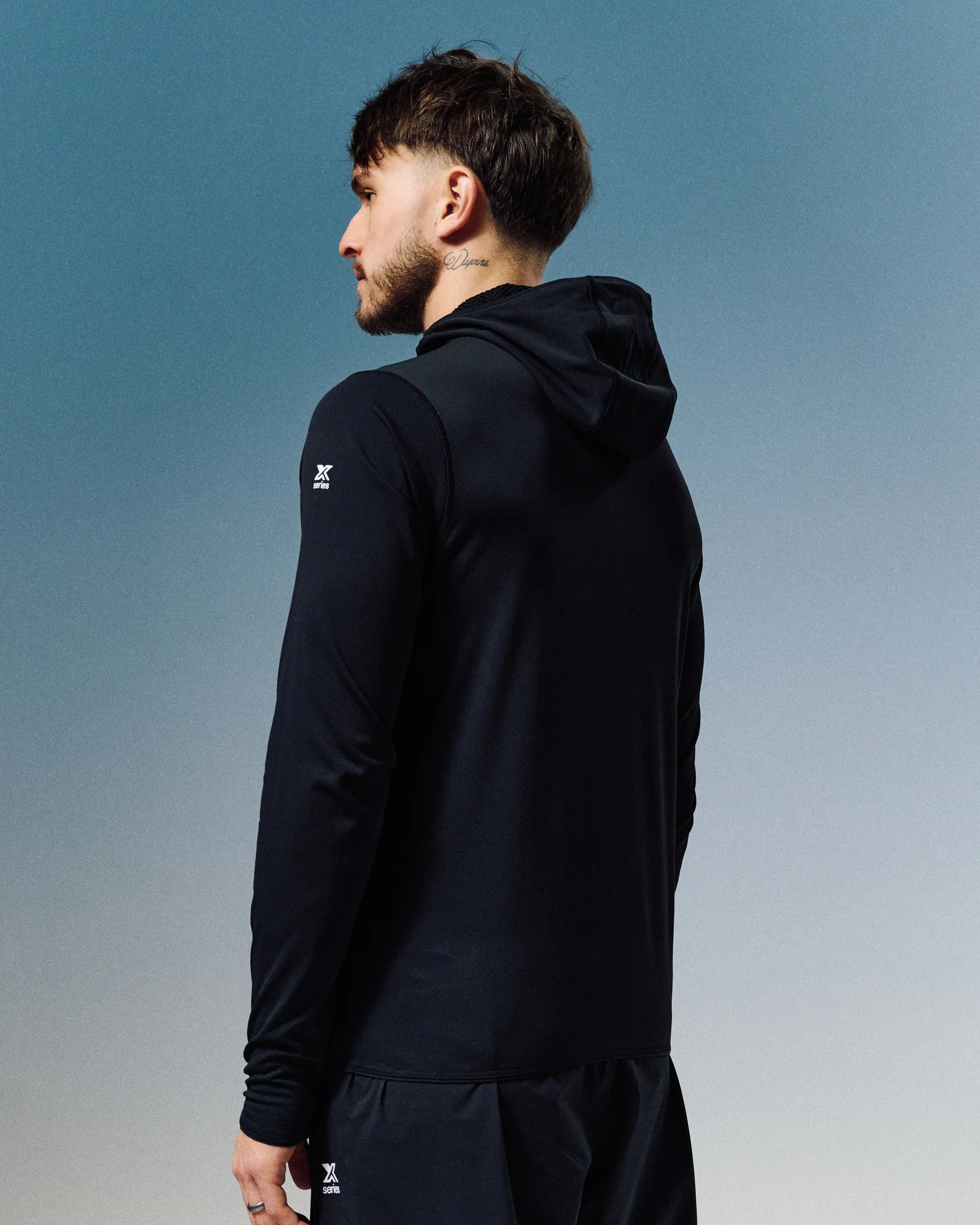 Men's XT Series Octa Fleece Hooded Long Sleeve Top - Black Stingray - Image 3