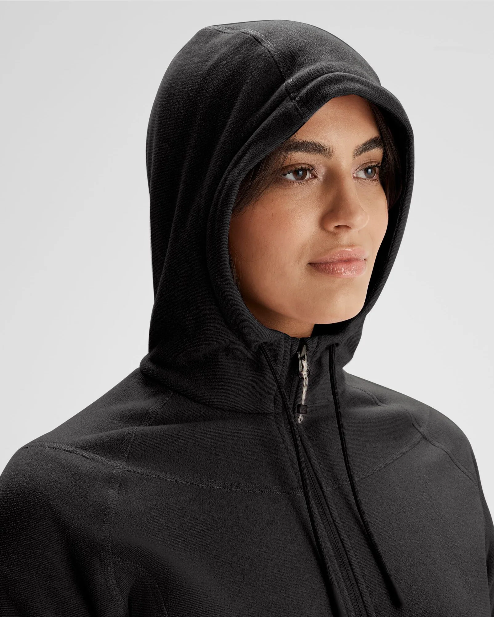 Women's Mt Aspiring Hooded Fleece Jacket - Black Stingray - Image 6