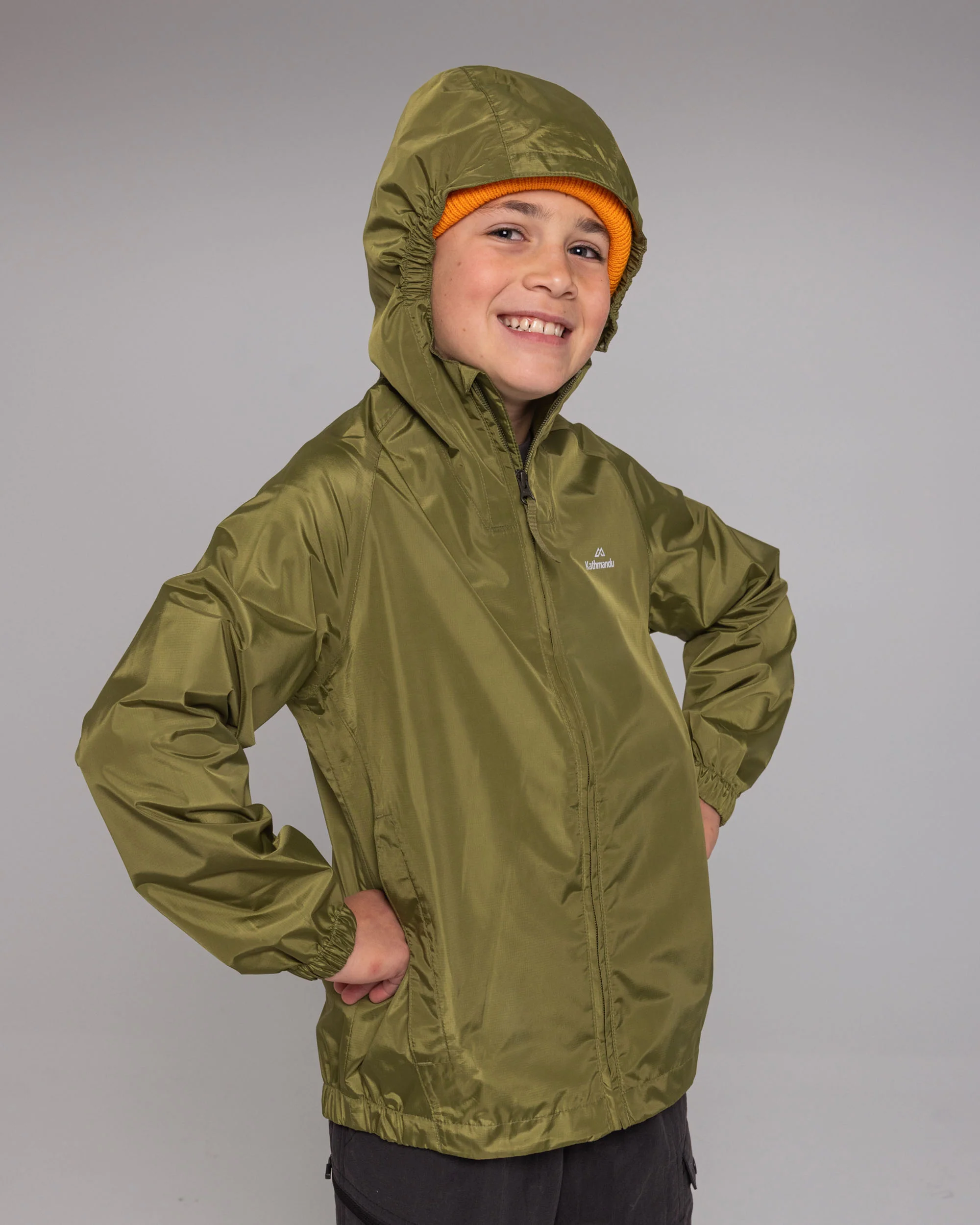 Kids' Pocket-it 2L Rain Jacket v4 - Dark Fern - Image 2
