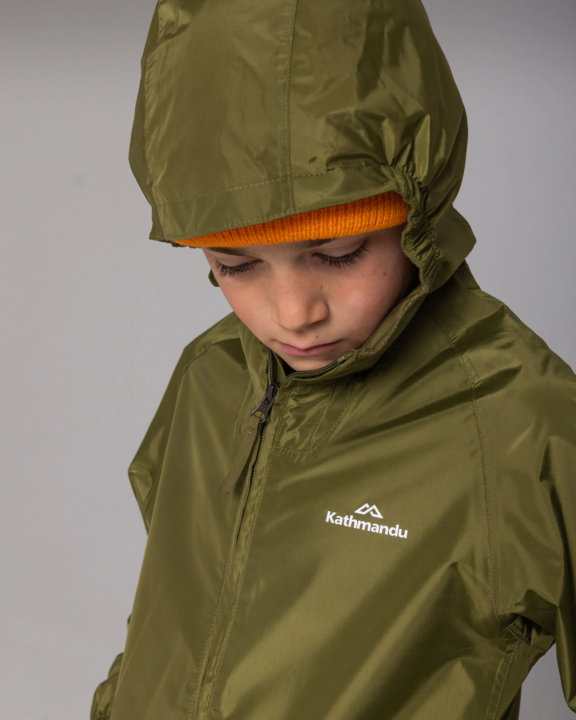 Kids' Pocket-it 2L Rain Jacket v4 - Dark Fern - Image 5