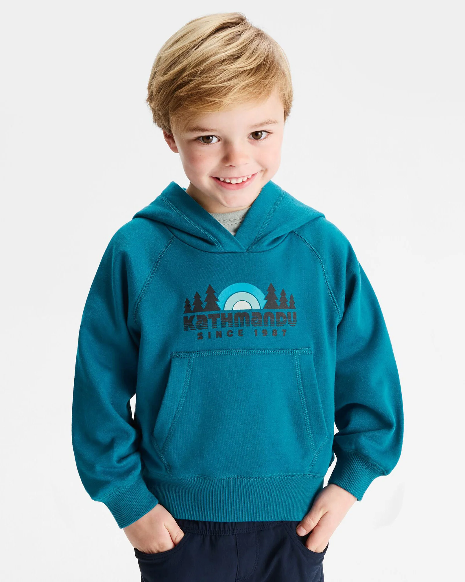 Kids' Retro Logo LT BB Hoodie - Dark Eddy