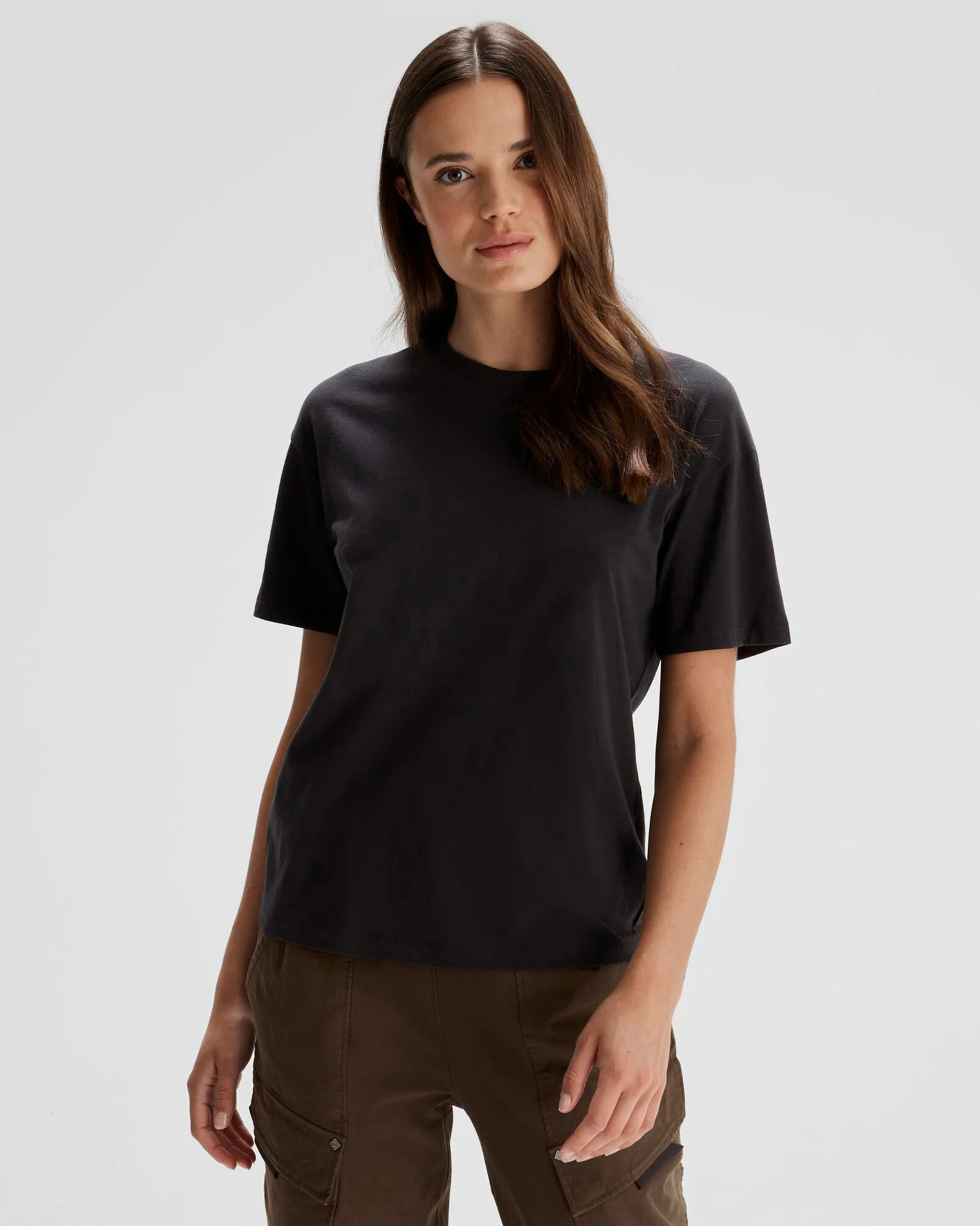 Women's Solid Organic Cotton T-Shirt - Black Stingray