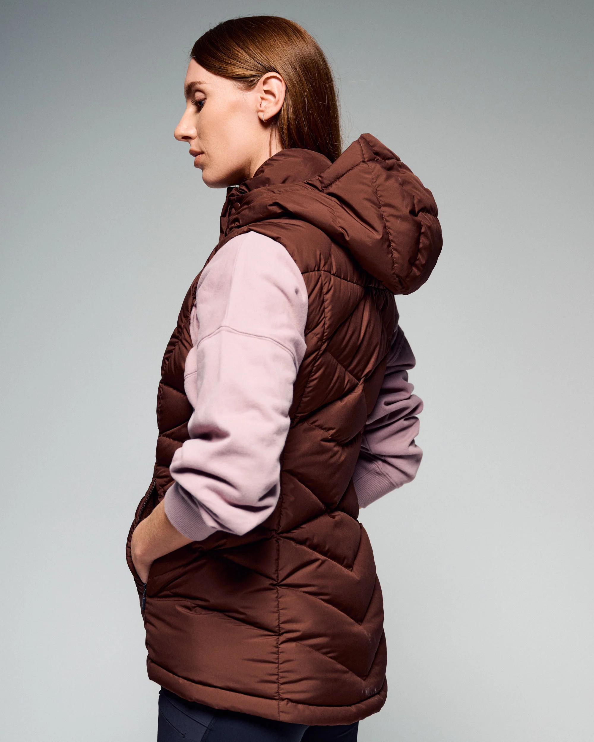 Women's Winterburn Hooded Down Vest - Cocoa - Image 5