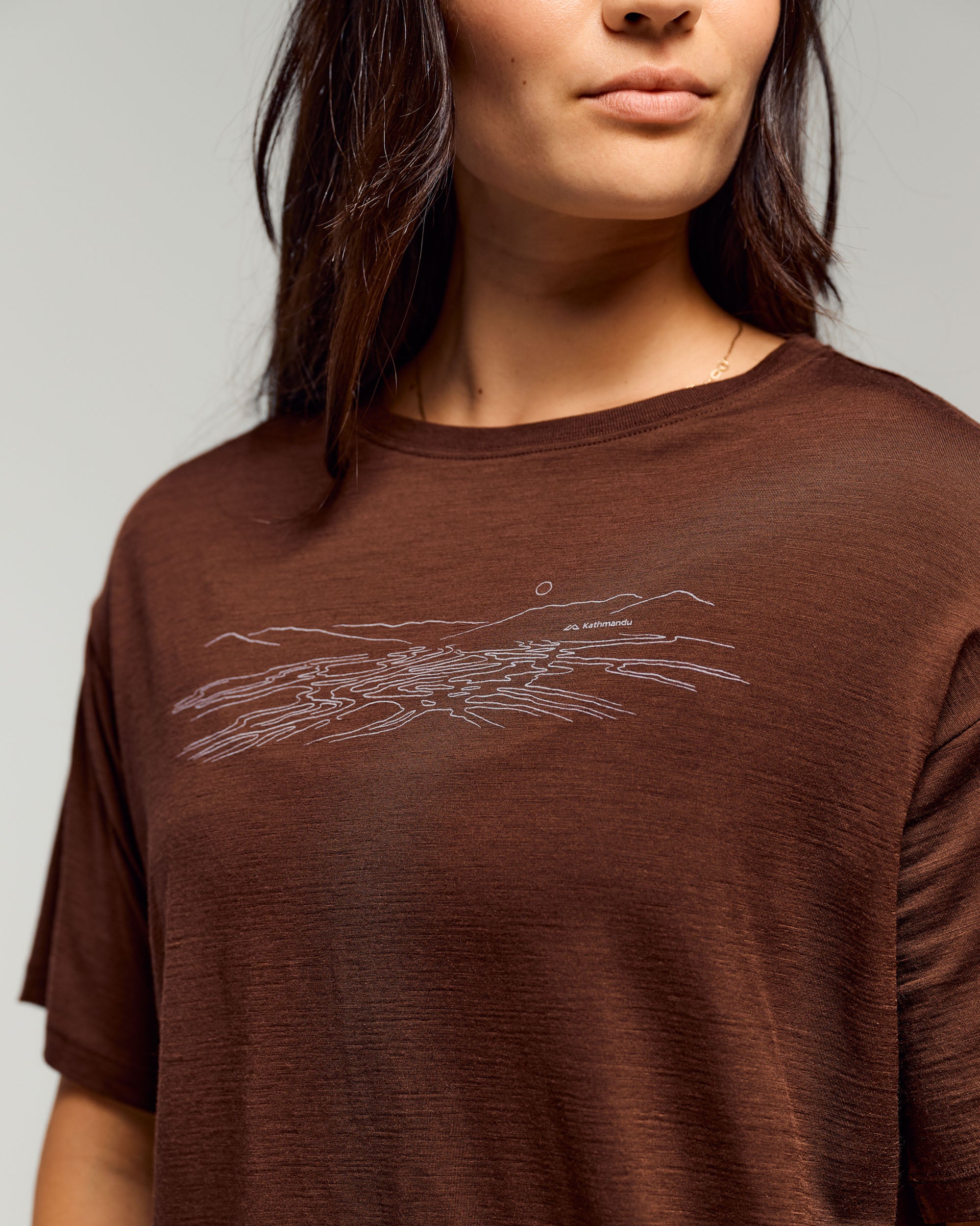 Women's 100% Merino Graphic T-Shirt - Cocoa - Image 3
