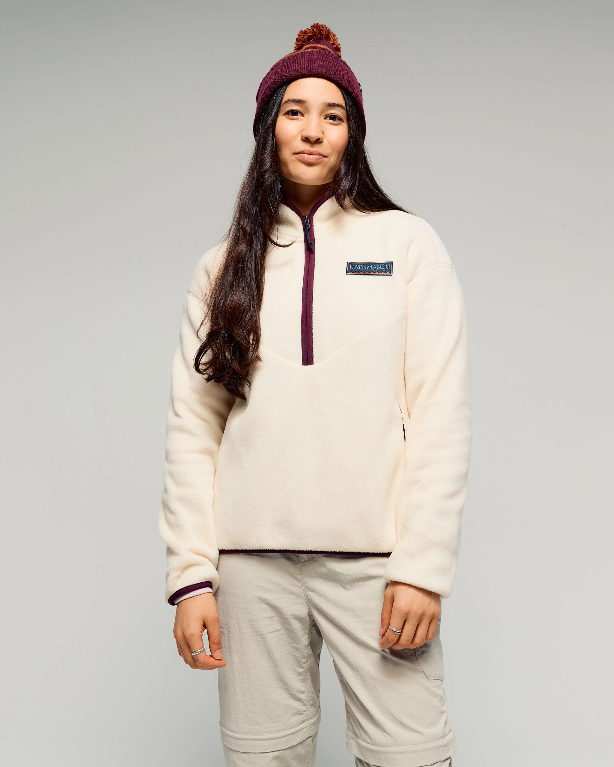 Women's Trailhead Fleece Heritage Pullover - Natural/Mulberry